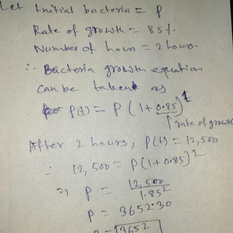 The relative growth rate for a certain type of bacteria population is 85% per hour-example-1