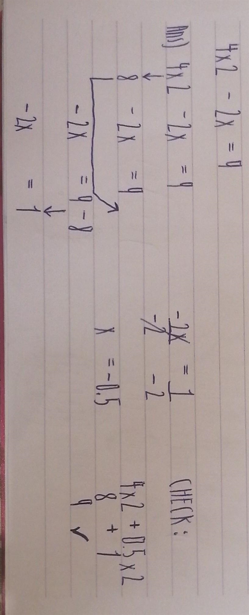 Solve the quadratic equation 4x2 – 2x = 9 using the quadratic formula-example-1