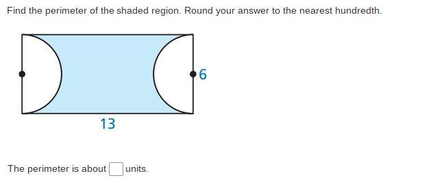 Find the perimeter of the shaded region. Round your answer to the nearest hundredth-example-1