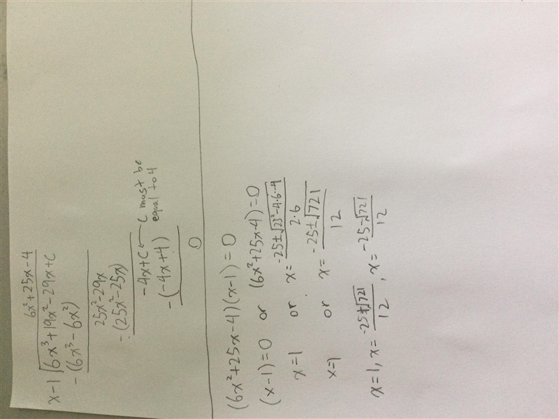 Given f(x) = 6x^3 +19x²-29x +c where c is a constant if (x-1) is a factor of f(x), find-example-1