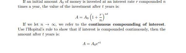 If an initial amount A0 of money is invested at an interest rate i compounded times-example-1