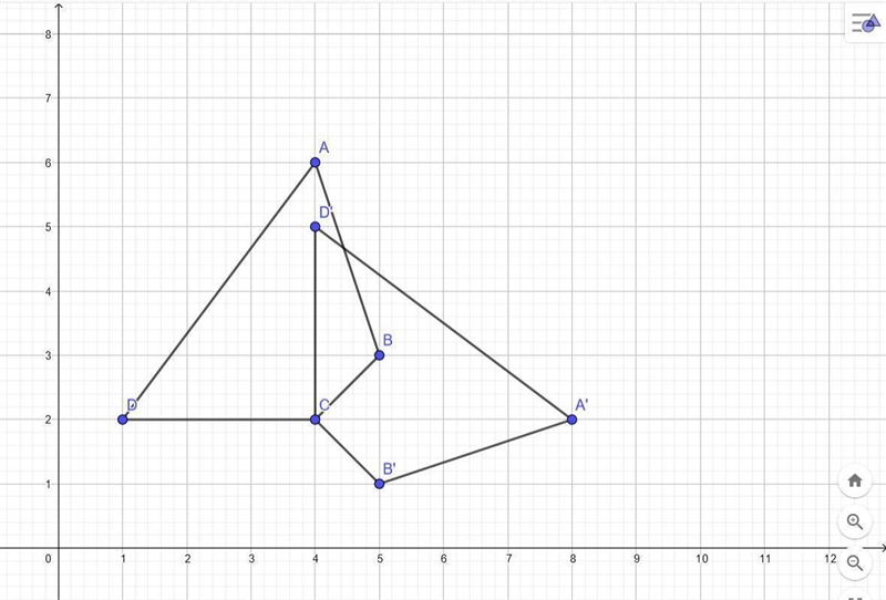 Polygon ABCD is plotted on a coordinate plane and then rotated 90 clockwise about-example-2