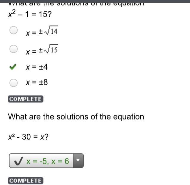 What are the solutions of the equation x² - 30 = x?-example-1