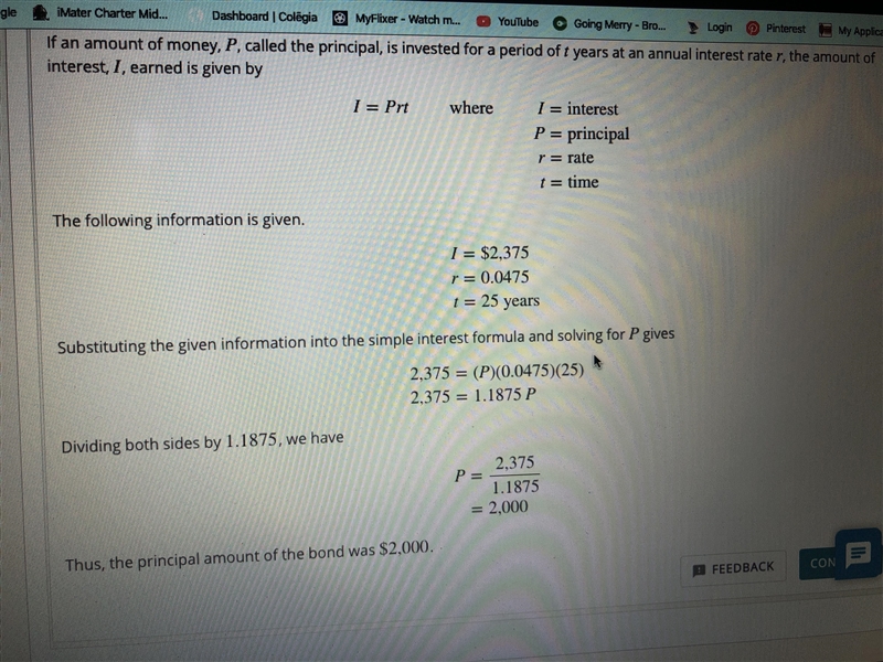 In 25 years, a bond with a 4.75% annual interest rate earned $2,375 as interest. What-example-1