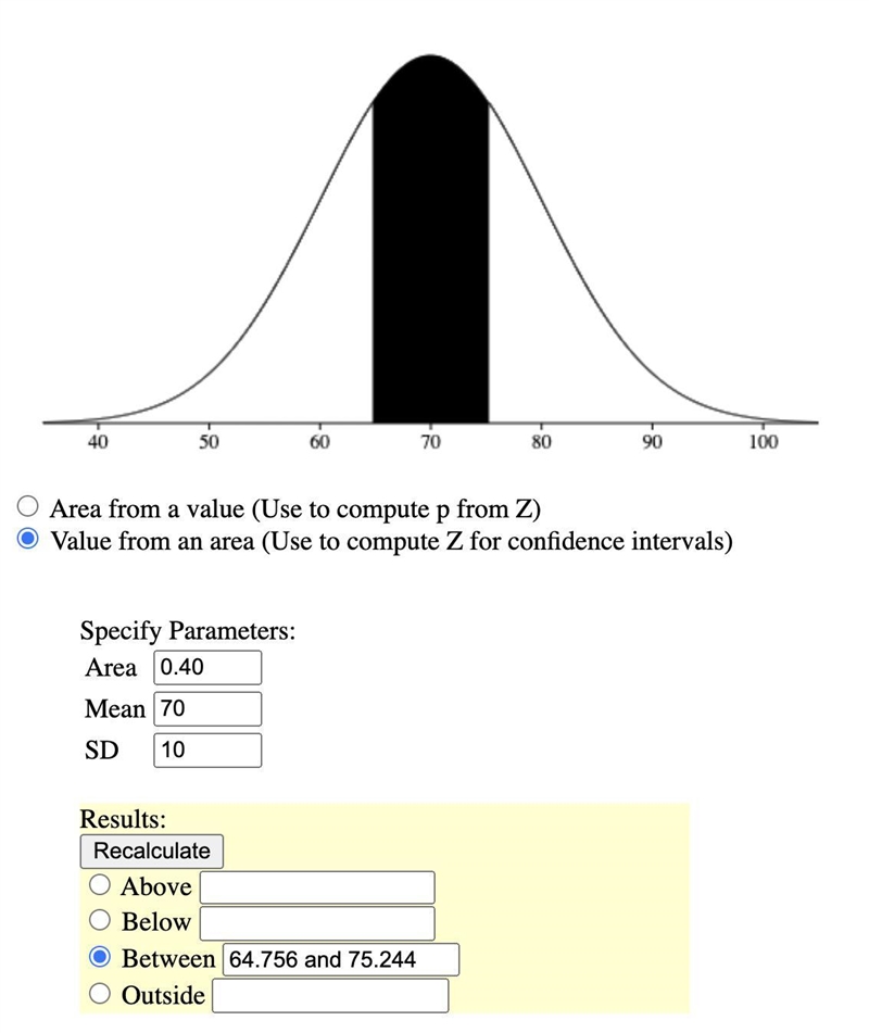 The mid term exam had a normal distribution with mean 70 and standard deviation 10. To-example-1