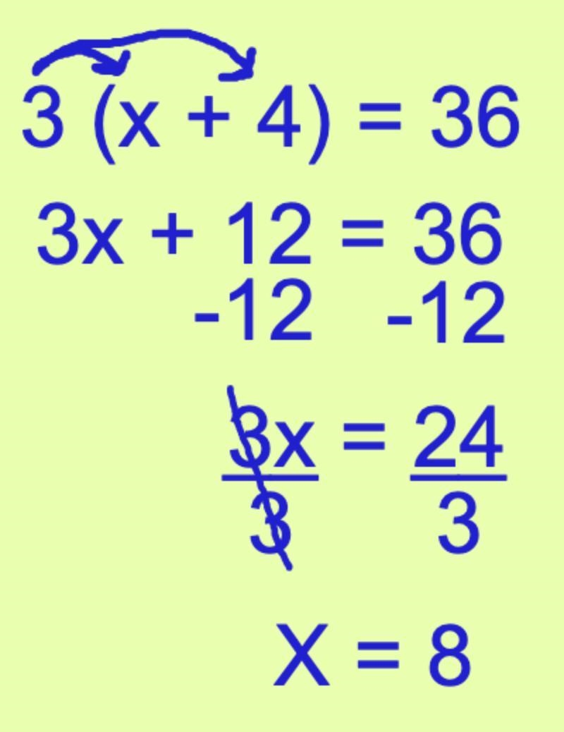 Explain how the steps of the distributive property can be used to solve the equation-example-2