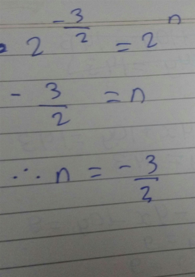 1 / ( √ 2 )^ 3 = 2^ n find n-example-1