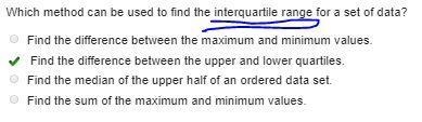 Which method can be used to find the interquartile range for a set of data?-example-1