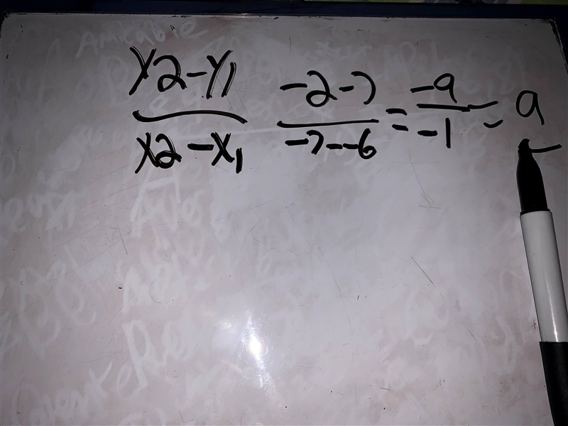 What is the slope of a line that goes through the point (-7,-2) and (-6,7)-example-1