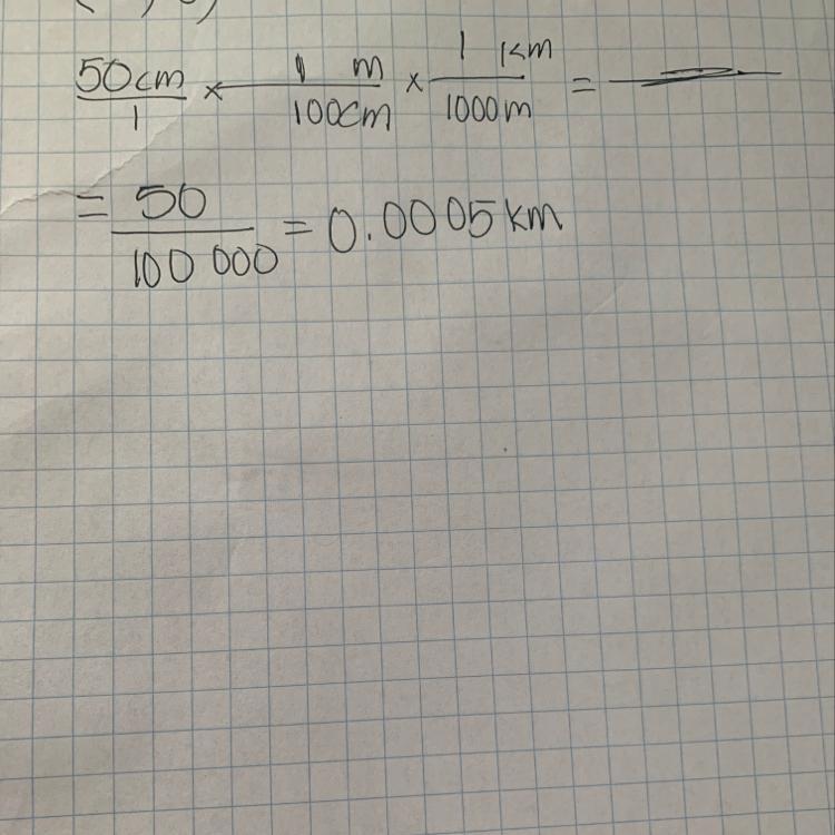 Convert 50 centimeters to kilometers-example-1