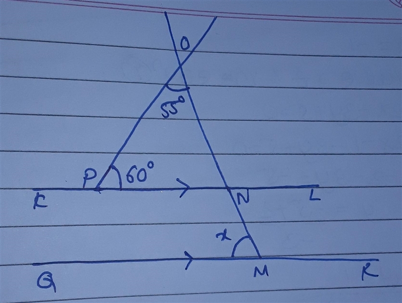 16. In the adjoining figure, if ll|m, then find the value of angle x​-example-1