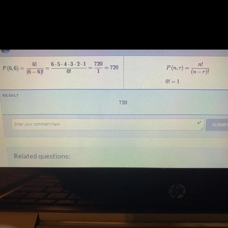 Evaluate P(6, 6). 720 01 6-example-1