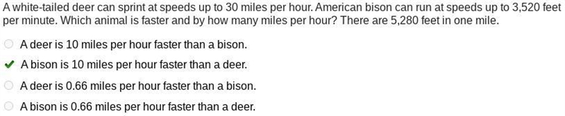 Th I A: P CR 46.27 comparing Speed A white-tailed deer can sprint at speeds up to-example-1