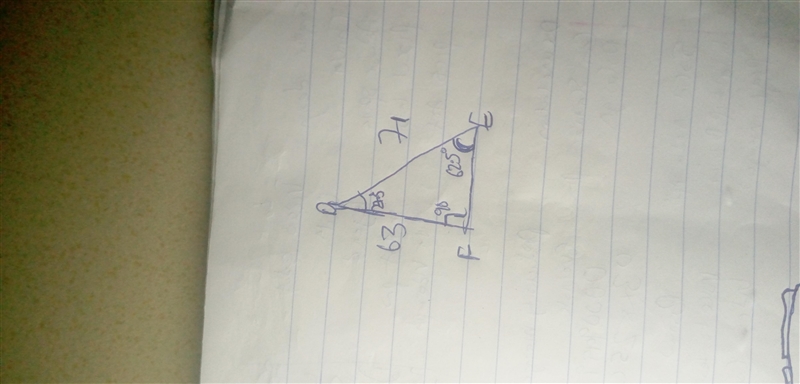 In ΔDEF, the measure of ∠F=90°, FD = 63 feet, and DE = 71 feet. Find the measure of-example-1