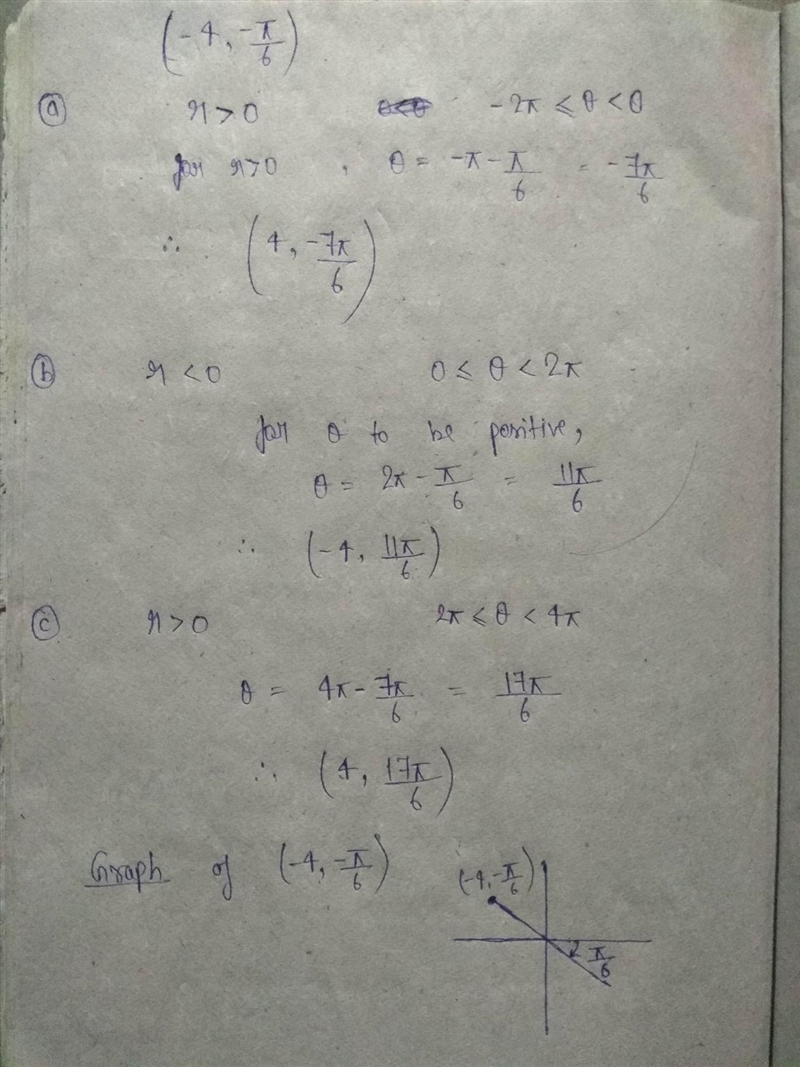 Plot the point (3 comma StartFraction 7 pi Over 4 EndFraction )​, given in polar​ coordinates-example-1