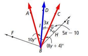 Which ray is a bisector of angle A B C? Select one: A. stack B C with rightwards arrow-example-1