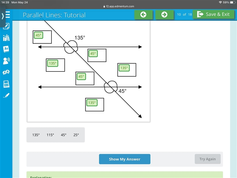 Drag each angle measure to the correct location. Each angle measure can be used more-example-1