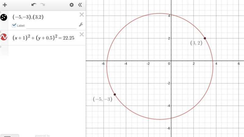 Find the equation for the circle with a diameter whose endpoints are (-5, -3) and-example-1