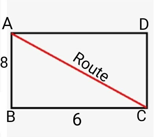 A rectangular park is 8 miles long and 6 miles wide. How long is a pedestrian route-example-1