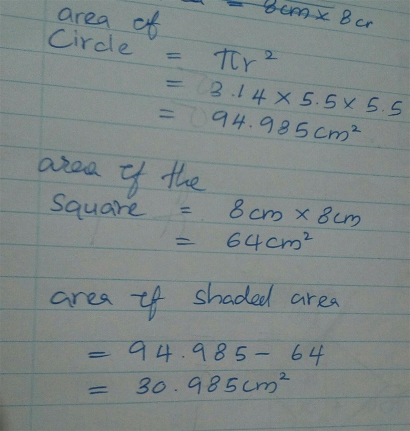 4. The figure shown was created by placing the vertices of a square within the circle-example-1