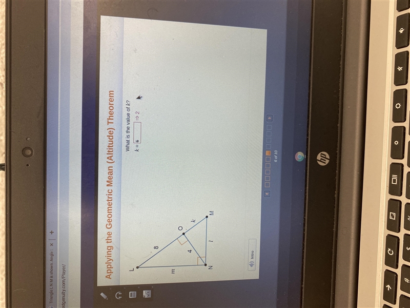 What is the value of k? k= 8 m o 4 k N M-example-1