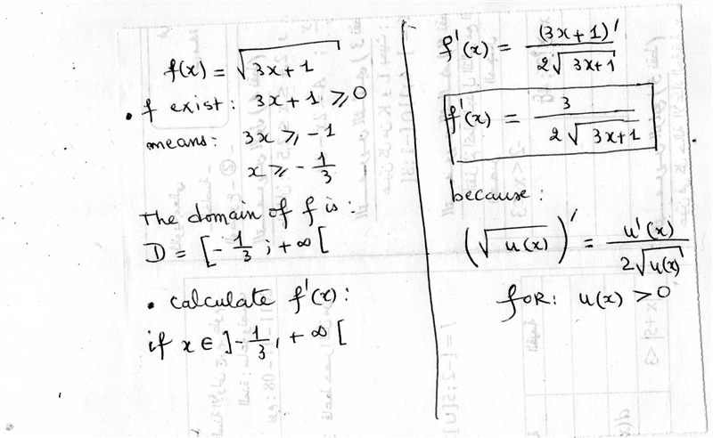 Find f'(x). ,f(x)=radical3x+1 ​-example-1