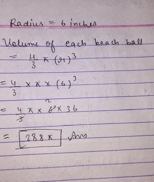 Anna's favorite pool toys are the beach balls. If the radius of one of the beach balls-example-1