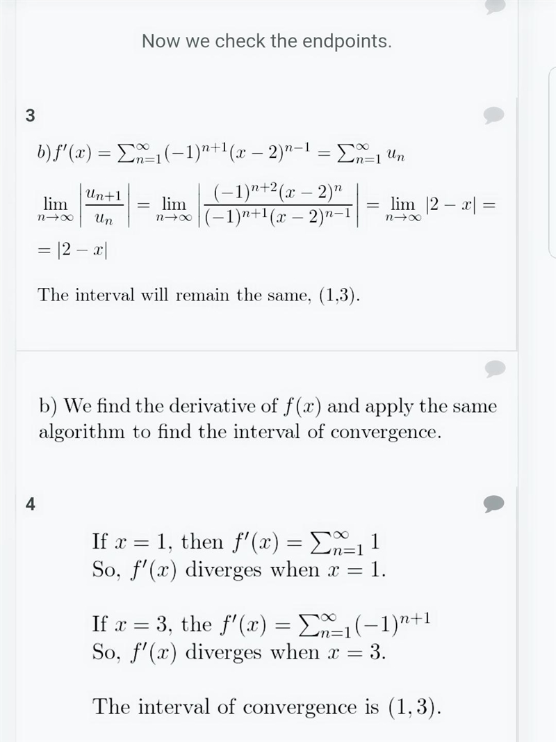 Find the intervals of convergence of f(x), f '(x), f ''(x), and ∫f(x) dx. (Be sure-example-2