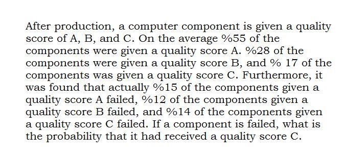 fter production, a computer component is given a quality score of A, B, and C. On-example-1