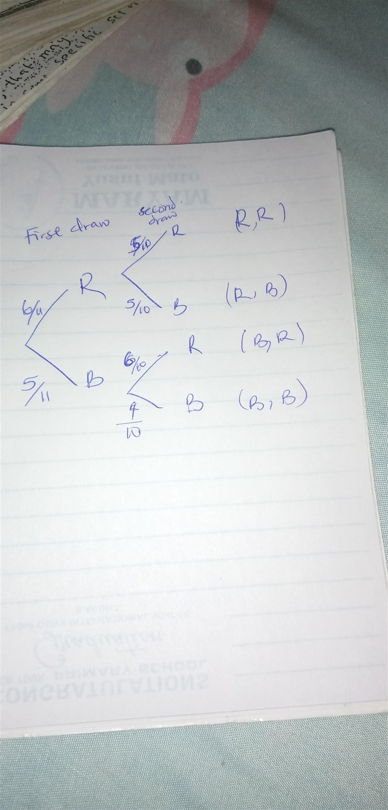 A jar contains 6 red balls and 5 blue balls. Two balls are drawn at random from the-example-1