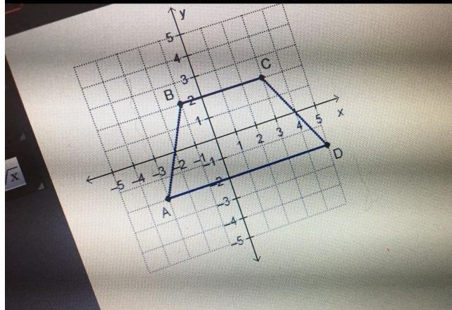 Trapezoid ABCD is graphed in a coordinate plane, What is the area of the trapezoid-example-1