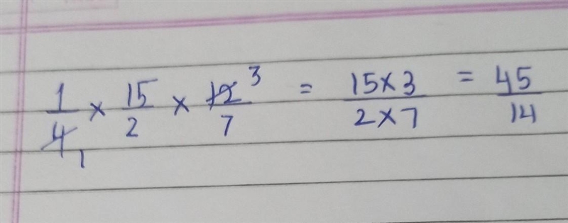 1/4 times 15/2 times 12/7-example-1