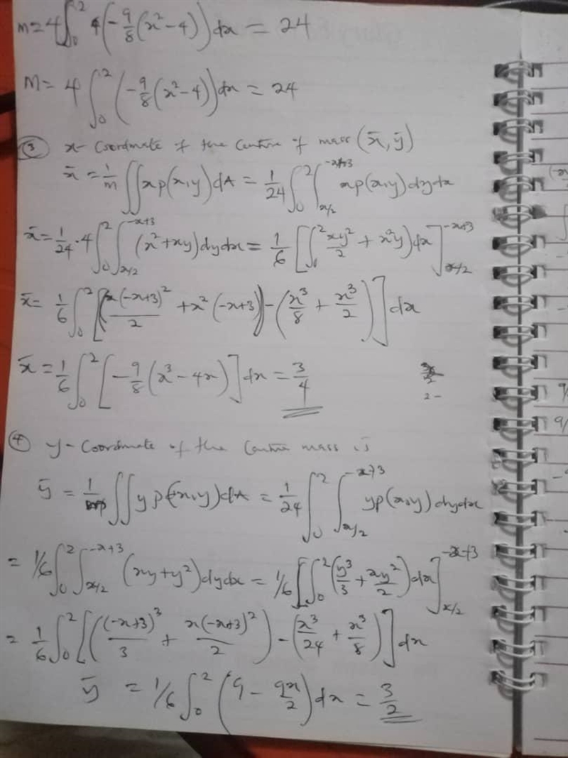 Find the mass and center of mass of the lamina that occupies the region D and has-example-1