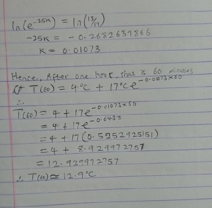 An object is taken out of a 21 degree C room and placed outside where the temperature-example-2