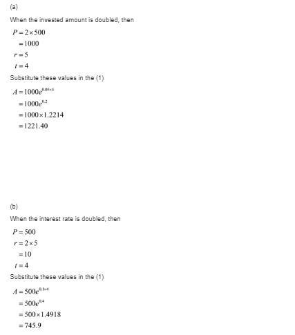 Finance you are investing P dollars at an annual interest rate of r,compounded continuously-example-1