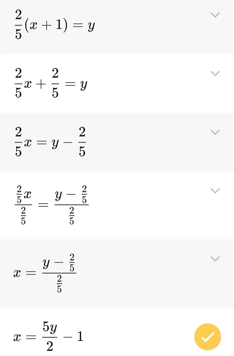 Solve for the indicated variable: ⅖(z + 1) = y for z.-example-1