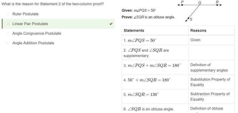 What is the reason for Statement 2 of the two-column proof?-example-1