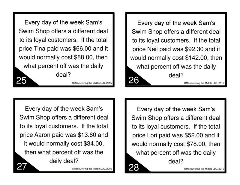 Every day of the week Sam's Swim Shop offers a different deal to its loyal customers-example-1