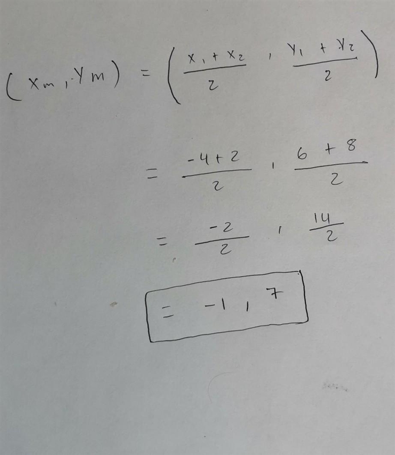 How would you find the midpoint between these points?? A(-4, 6) and B(2,8)​-example-1