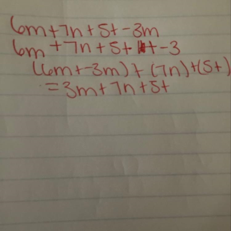 Simplify. 6m +7n +5т — Зm-example-1