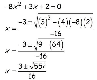 Is the solution shown below correct? Explain. 9x+2=8X+6x –8x² + 3x +2=0 -3+ (3) - (4)(-8)(2) 3 X-example-1