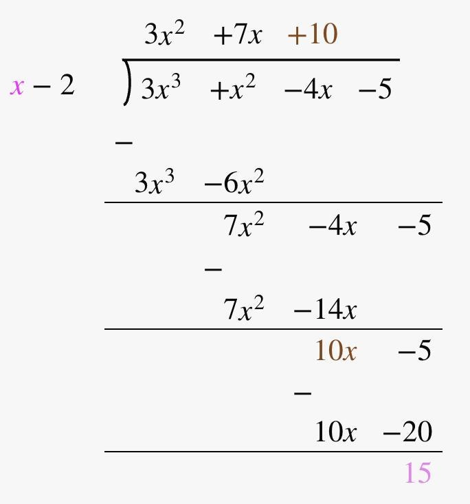 Use long division 3x + x ²-4x-5/x-2-example-1