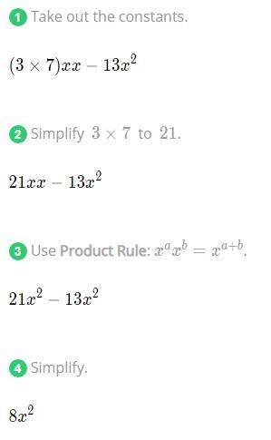 Simplify the expression: 3x(7x) - 13x^2-example-1