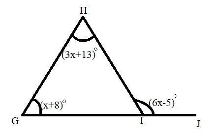 In ΔGHI, \overline{GI} GI is extended through point I to point J, \text{m}\angle GHI-example-1