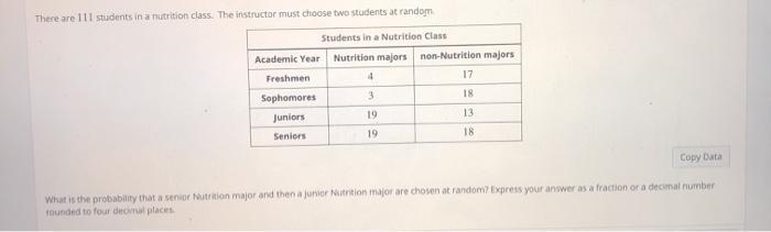 There are 111 students in a nutrition class. The instructor must choose two students-example-1