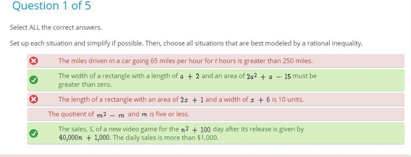 Select ALL the correct answers. Set up each situation and simplify if possible. Then-example-1