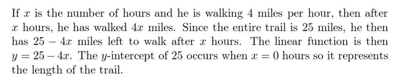 Jordan will hike the trail shown at a rate of 2 mi/h. Write a linear equation to represent-example-1