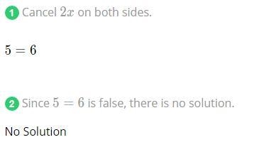 What’s the answer to 5 + 2x = 2x + 6-example-1