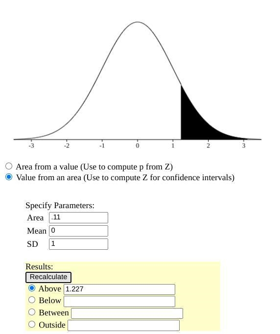 Find the value of Z such that 0.11 of the area lies to the right of Z. Round your-example-1