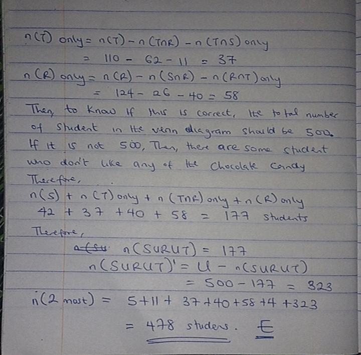 A survey of 500 high school students was taken to determine their favorite chocolate-example-2